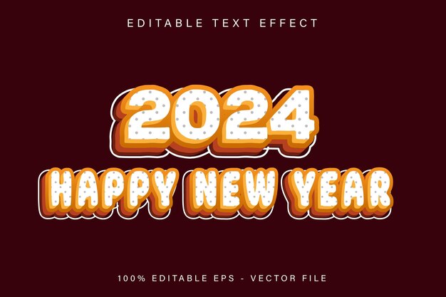2024 새해 축하 편집 가능한 텍스트 효과 만화 모던 스타일