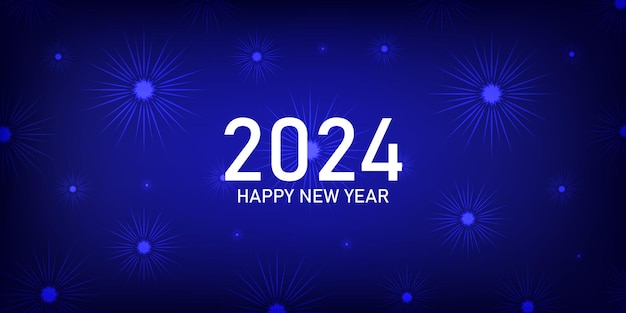 2024 Happy New year greeting card with fireworks