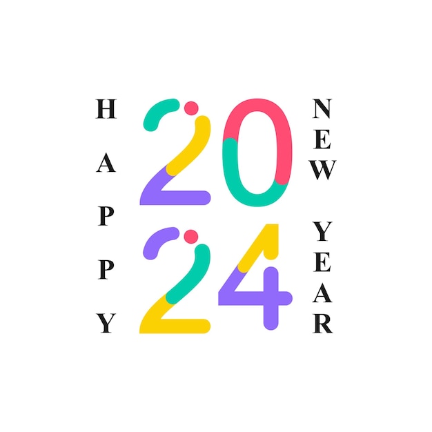 Vector 2024 happy new year logo design premium vector