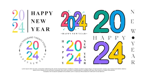 2024 happy new year logo design premium vector