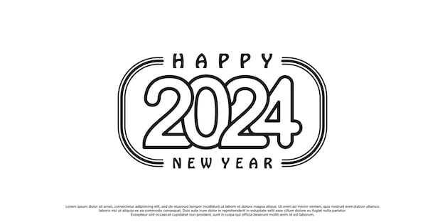 2024 happy new year logo design premium vector