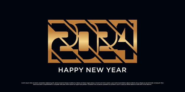 2024 Happy new year logo design template vector illustratie met creatief uniek concept