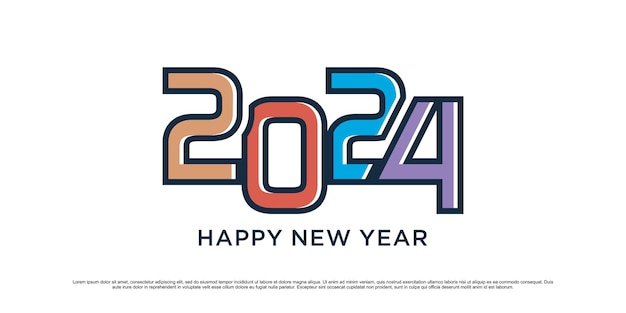 2024 Happy new year logo design template vector illustratie met creatief uniek concept