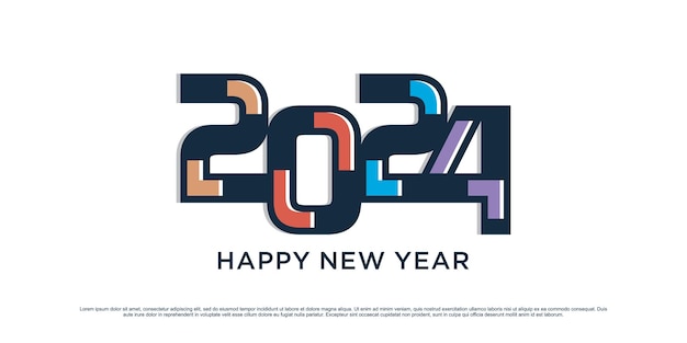 2024 Happy new year logo design template vector illustration with creative unique concept