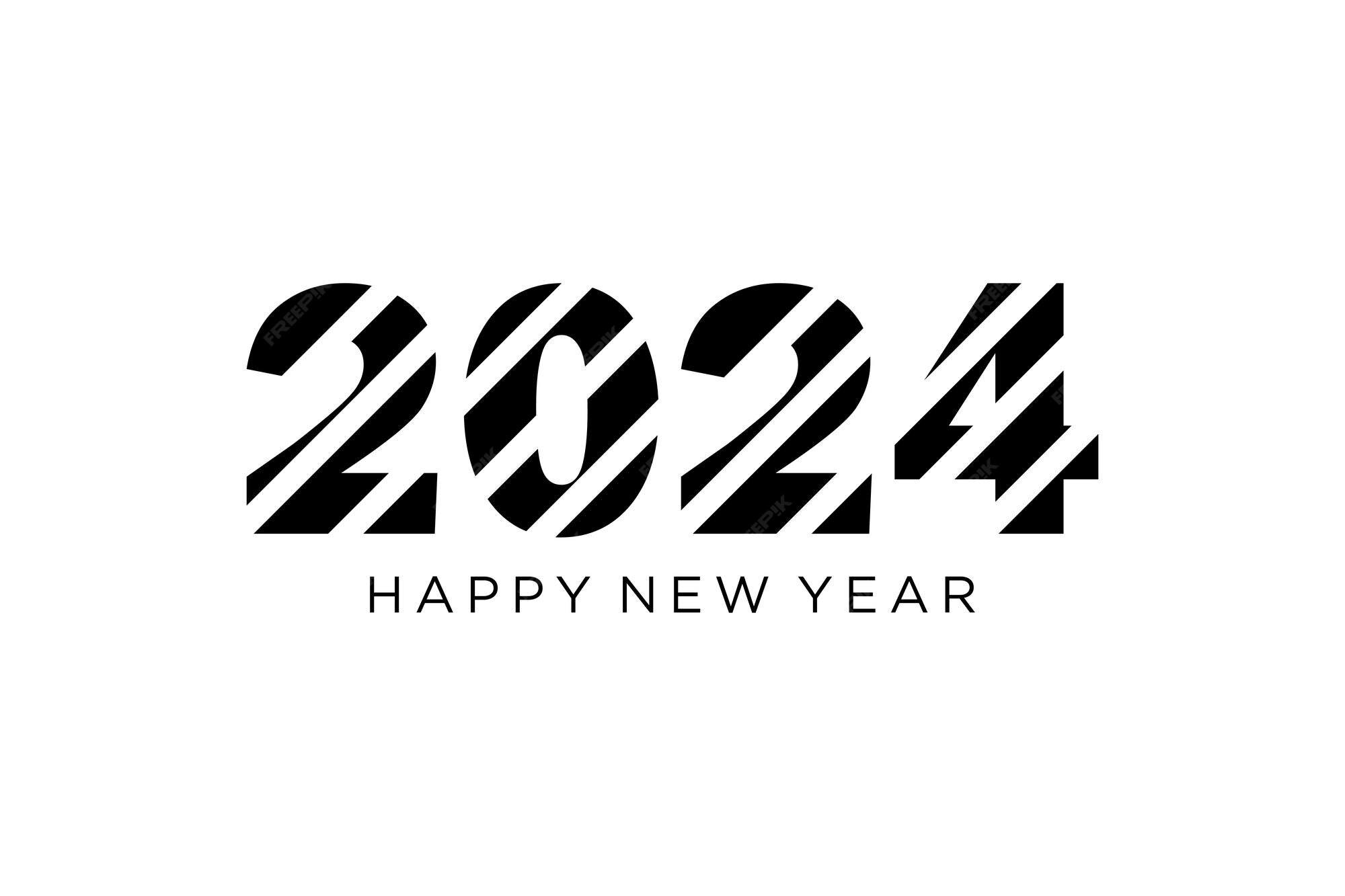 Premium Vector 2024 happy new year logo design vector black new year