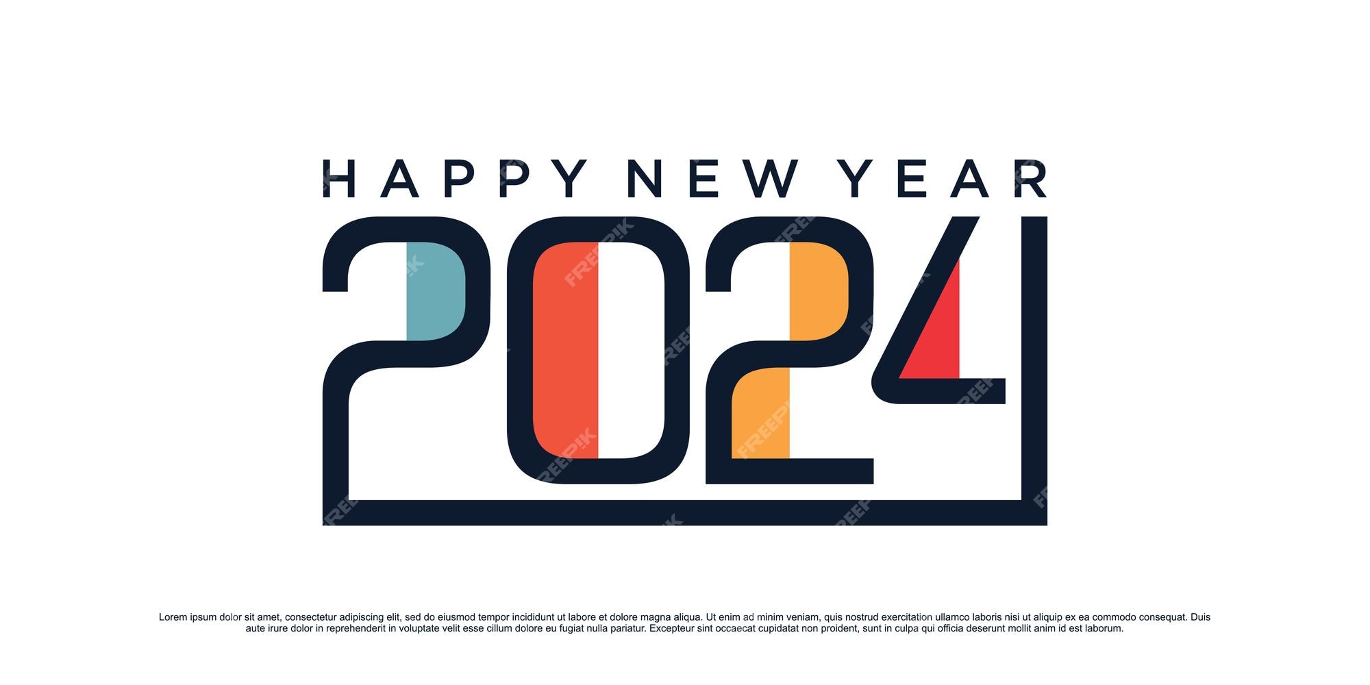 Premium Vector 2024 happy new year logo design vector illustration