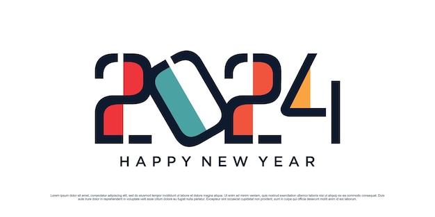 2024 新年あけましておめでとうございますロゴ デザイン ベクトル イラスト創造的なアイデアで新年 2024 年