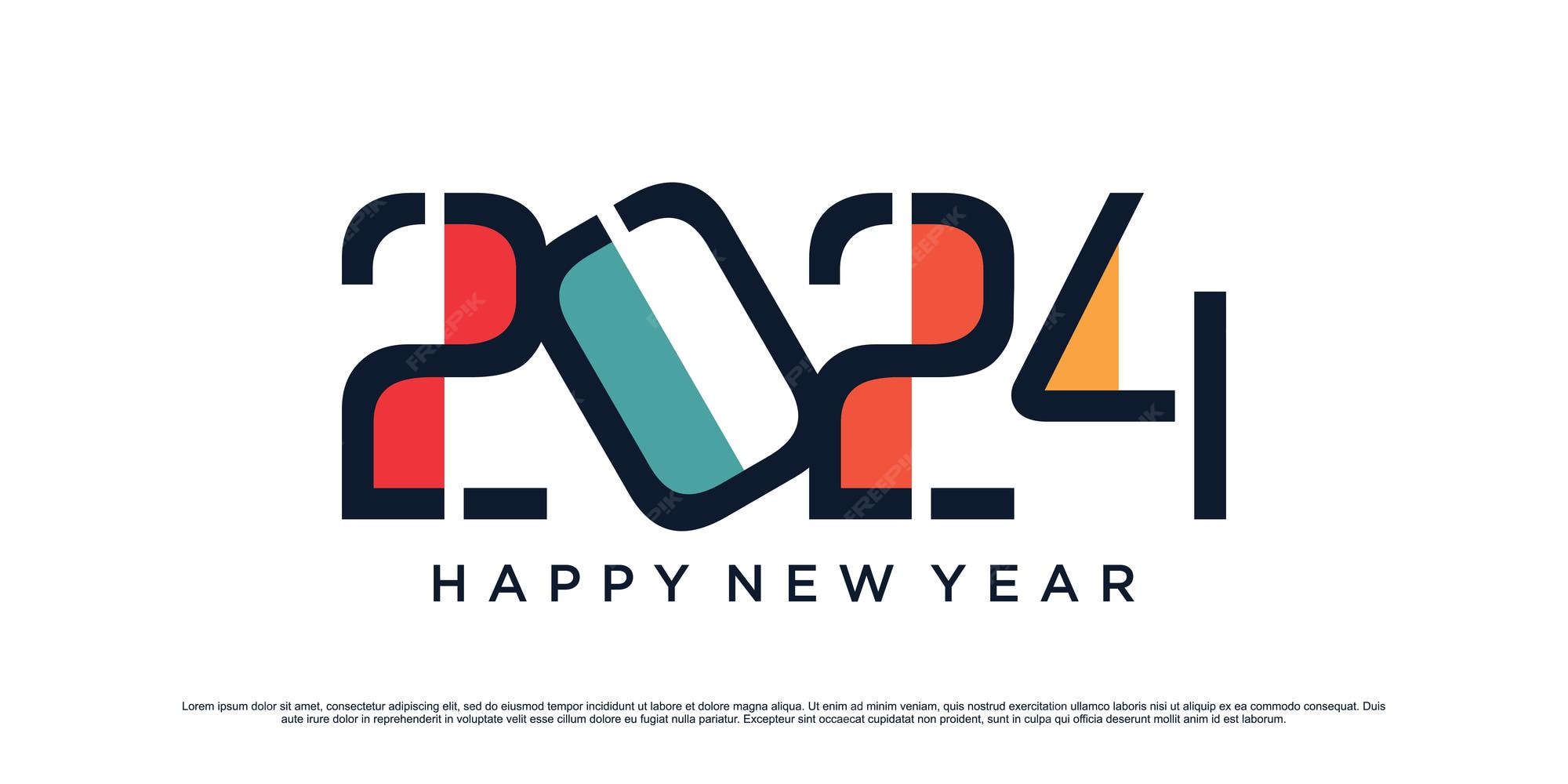 Premium Vector 2024 happy new year logo design vector illustration