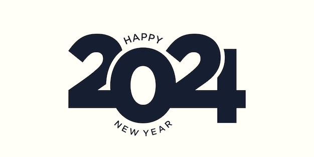 벡터 2024 새해 복 많이 받으세요 로고 디자인 벡터 유행 및 상호 연결된 새해 2024 디자인 템플릿