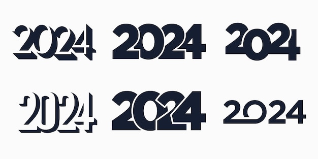 Vettore 2024 happy new year logo design vettore modello di design alla moda per il nuovo anno 2024