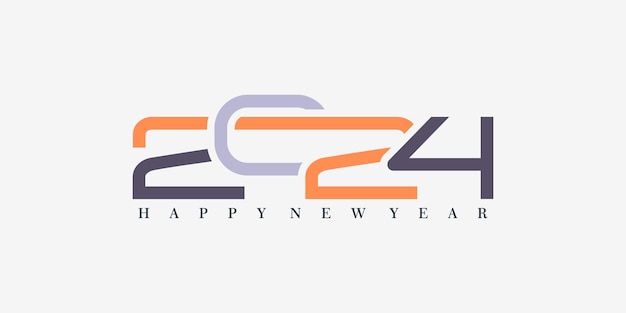 2024 happy new year logo design with 2024 number design vector