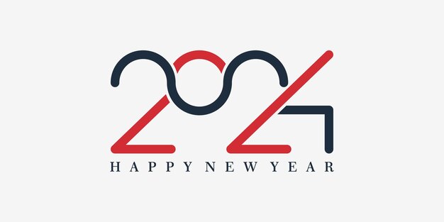 Вектор Дизайн логотипа с новым годом 2024 с вектором дизайна номера 2024