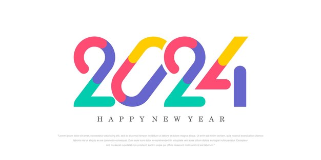 2024 Happy New Year logo tekstontwerp 2024 nummer ontwerpsjabloon Vector illustratie