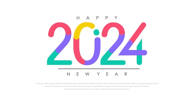 2024 새해 복 많이 받으세요 로고 텍스트 디자인 2024 숫자 디자인 템플릿 벡터 그림