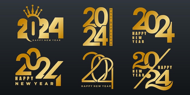 2024 happy new year logo testo design 2024 numero modello di progettazione illustrazione vettoriale