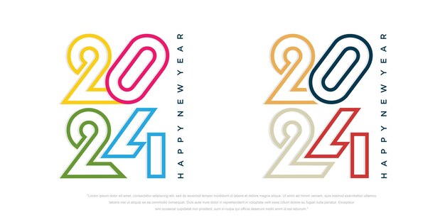 2024 Happy New Year logo text design 2024 number design template Vector illustration