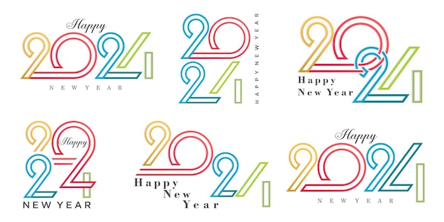 2024 Happy New Year logo text design 2024 number design template Vector illustration