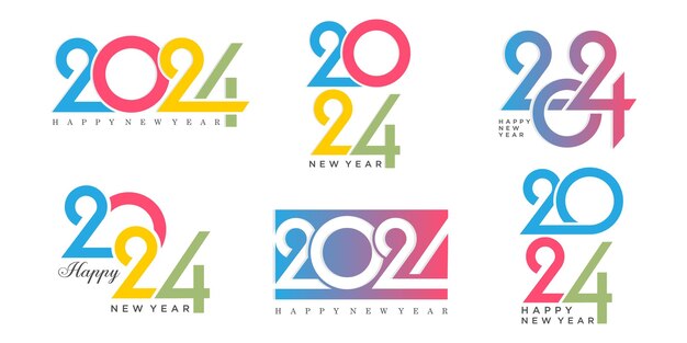 2024 happy new year logo testo design 2024 numero modello di progettazione illustrazione vettoriale