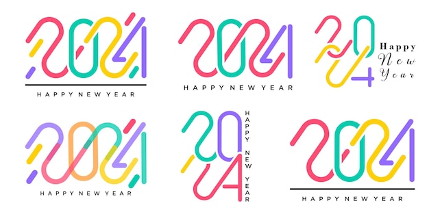 2024 新年あけましておめでとうございますロゴ テキスト デザイン 2024 番号デザイン テンプレート ベクトル図