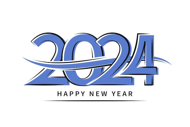 2024 Happy New Year дизайн текста логотипа Номер 2024 дизайн шаблона для календаря