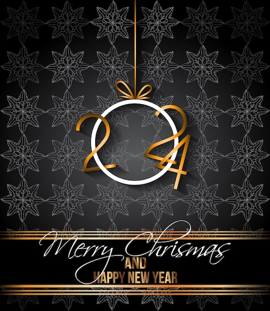 Vector 2024 happy new year and merry christmas background for your seasonal invitations greetings cards