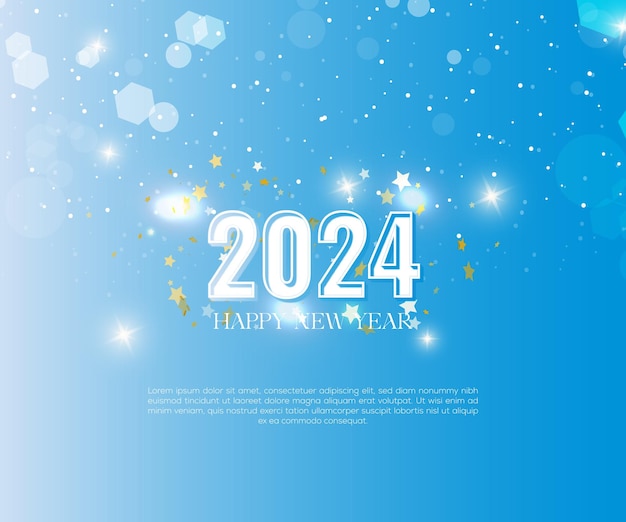 2024 새해 축하와 크리스마스 축하 별과 함께 아이스플레이크 프 파티 팝퍼 블루
