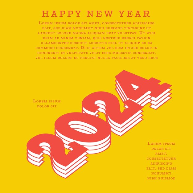 2024 happy new year template with colorful letter logo for calendar poster flyer banner