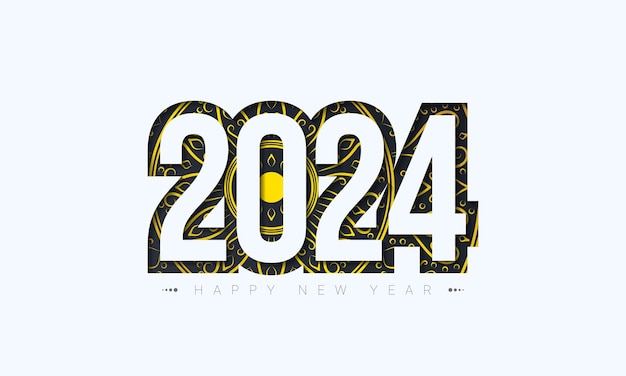 Vettore di disegno del testo di felice anno nuovo 2024