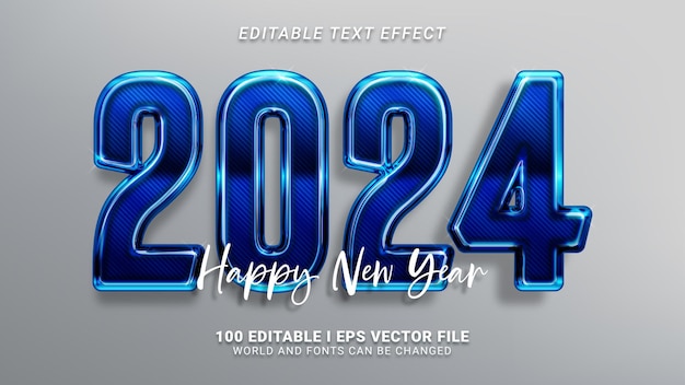 Vector 2024 happy new year text effect