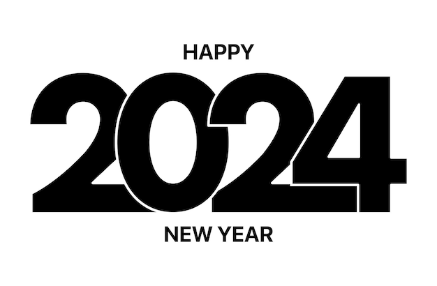 Premium Vector | 2024 happy new year text glyph style