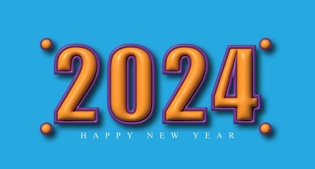 2024年新年あけましておめでとうございます テキストタイポグラフィーデザイン要素