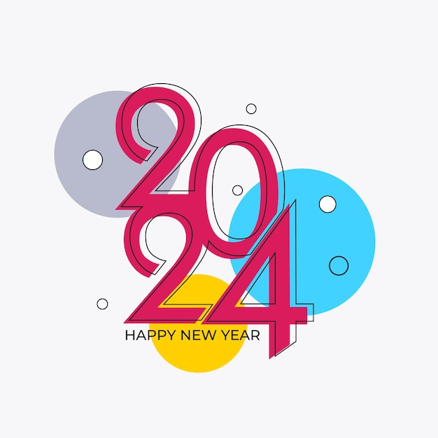 2024 Happy New Year text typography vector design poster template brochure decorated flyer