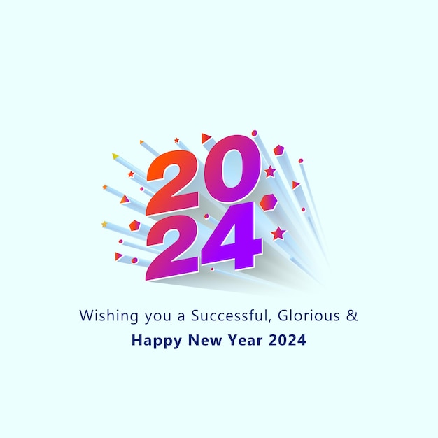 Vettore buon anno 2024, saluto di benvenuto e poster