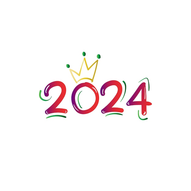 Hello 2024 lettering per il design della maglietta, il design della stampa e il calendario del nuovo anno 2024