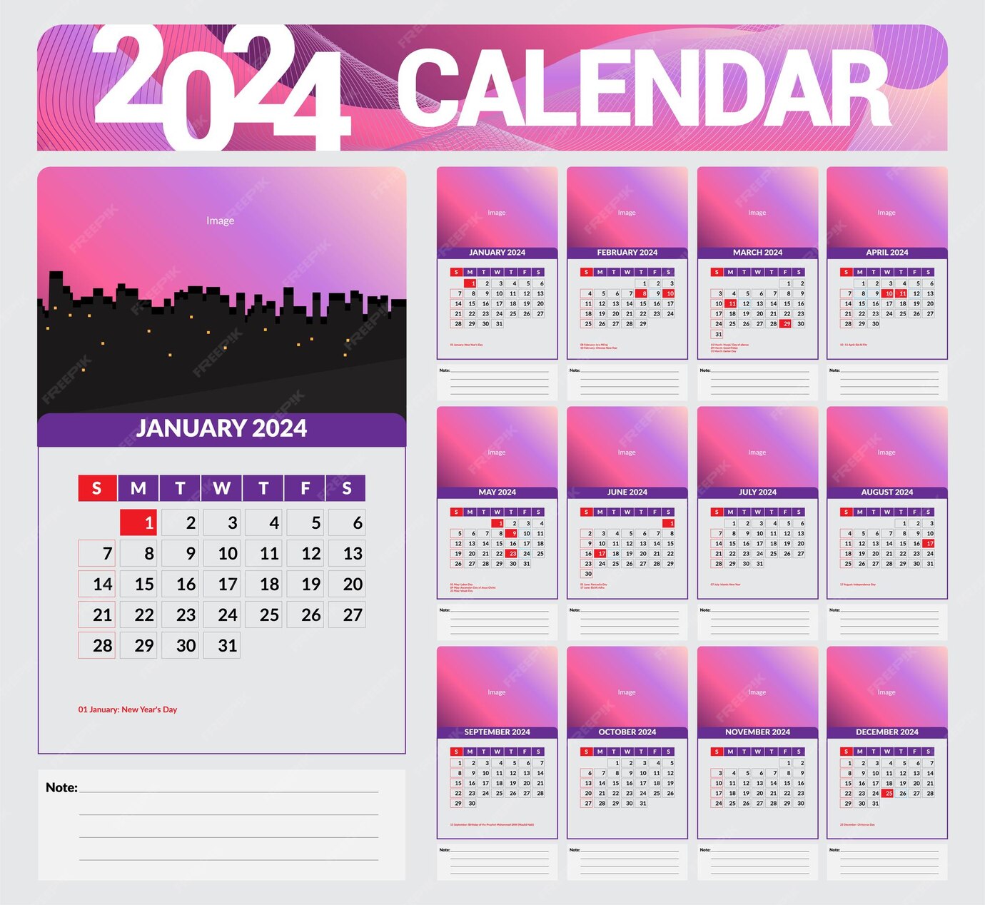 Premium Vector 2024 indonesian calendar vector template