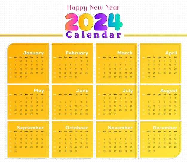 2024 Kalender Ontwerp een pagina vector minimale stijl 2024 kalender voor het nieuwe jaar