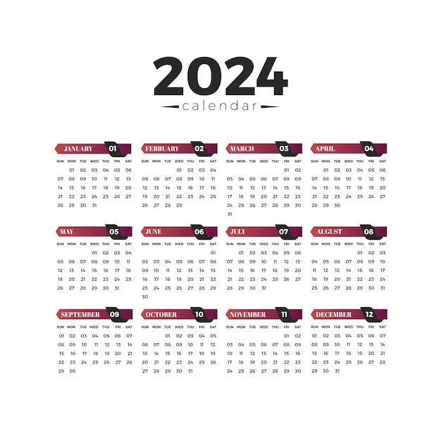 Vector 2024 kalendersjabloon gratis vector