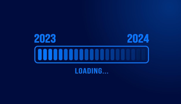 2024 loading bar Progress digital technology dark blue background happy new year 2024 loading bar