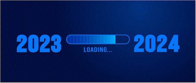 Vector 2024 loading bar progress digital technology dark blue background happy new year 2024 loading bar