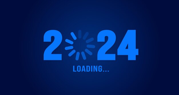 2024年ローディングバー進歩デジタル技術ダークブルーの背景明けましておめでとうございます2024年ローディングバー