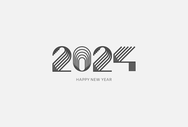 2024 Logo Design minimalist number 2024 with multi line style