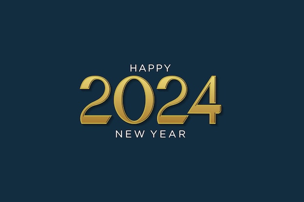 2024 logo design new year greeting with fancy gold colored 3d numbers