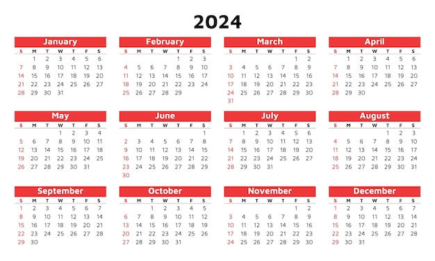 Vector 2024 maand kalender moderne vector sjabloon illustratie plan uw jaar met stijl