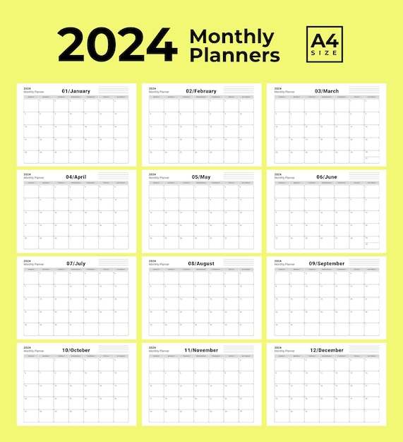 2024 Maandplanners Formaat A4