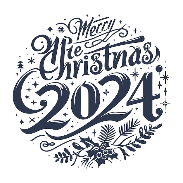 Premium Vector 2024 merry christmas vector brush lettering