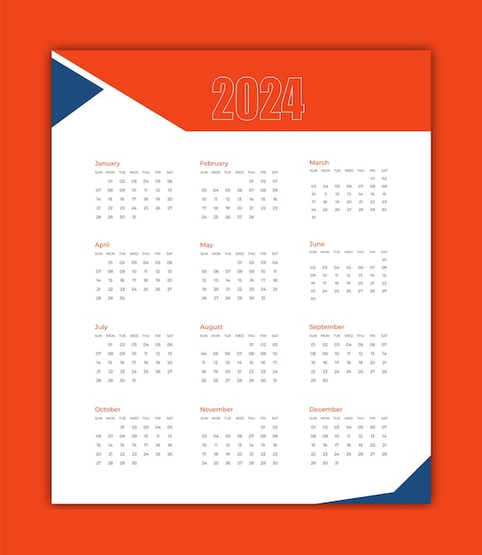 Vector 2024 modern calendar design