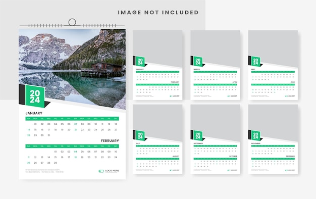 2024 moderne wandkalender sjabloonontwerp