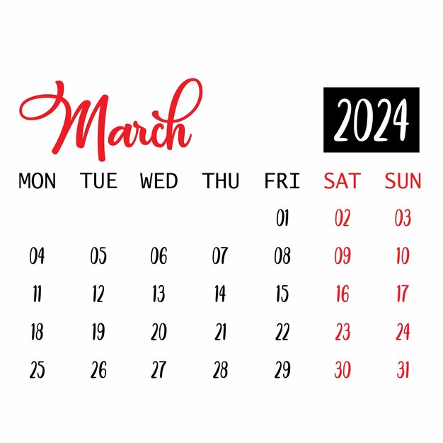 Premium Vector 2024 monthly calendar with clear background for