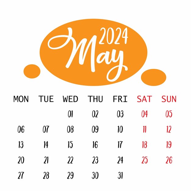 Premium Vector 2024 monthly calendar with clear background for