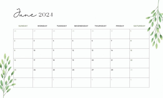 ベクトル 2024年の月間カレンダー